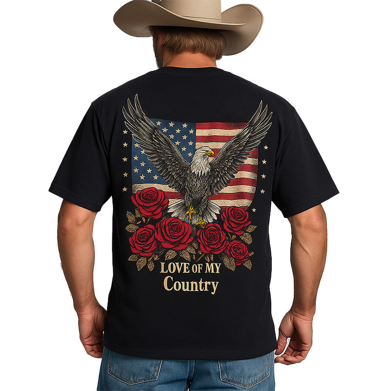 Men's Summer Western Cowboy Style Printed Cotton Short-Sleeved T-Shirt MTA1423E2P