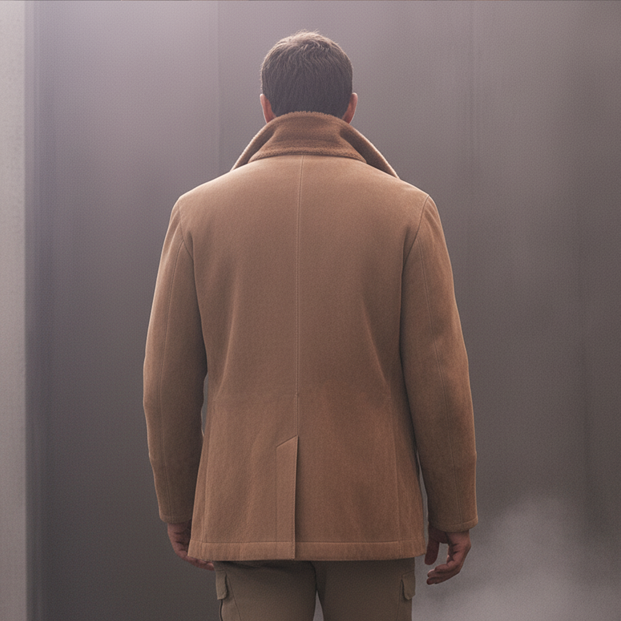 Men's Classic Retro Patchwork Fleece Lined Double-Breasted Lapel Faux Suede Jacket MTA3118J0K