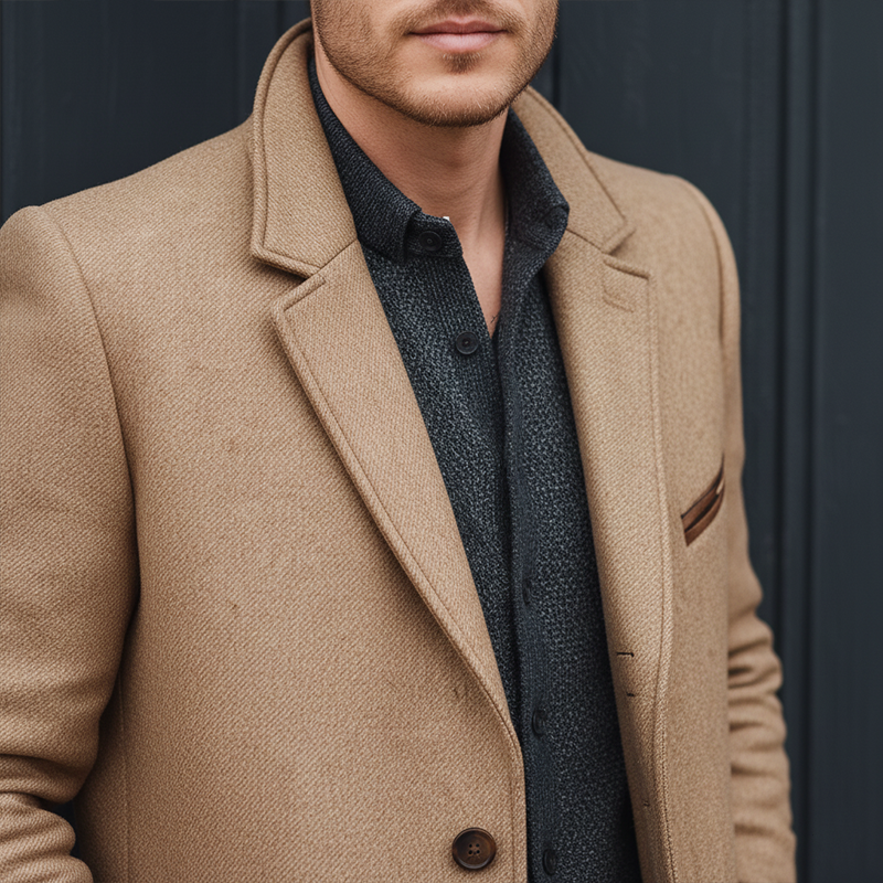 Men's Winter Simple Faux Wool Mid-length Coat MTA1597J3P