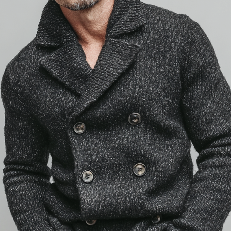 Men's Casual Solid Color Knitted Double-breasted Cardigan MTA1637J7X