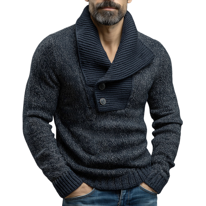 Men's Vintage Casual Knit Lapel Button Pullover Sweater MTA2193J0TO
