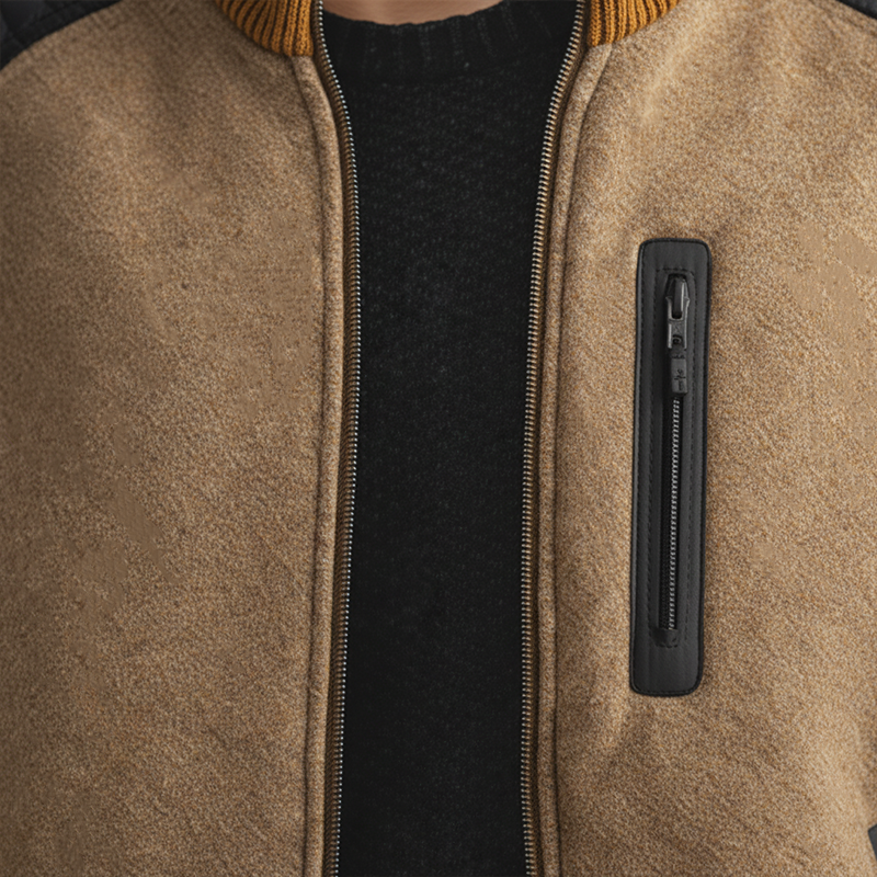 Men's Winter Retro Faux Wool PU Patch Warm Jacket MTA2264J2P