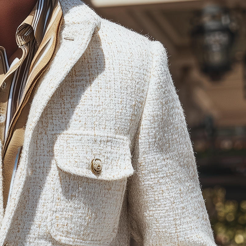 Men's Autumn And Winter Fashion Textured Tweed Light Business Suit Jacket MTA0855I8P
