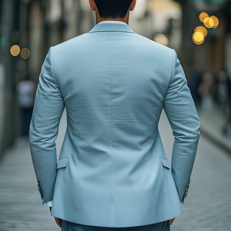 Men's Casual Breathable Cotton Notched Lapel Single Breasted Slim Fit Blazer MTA2323D9M