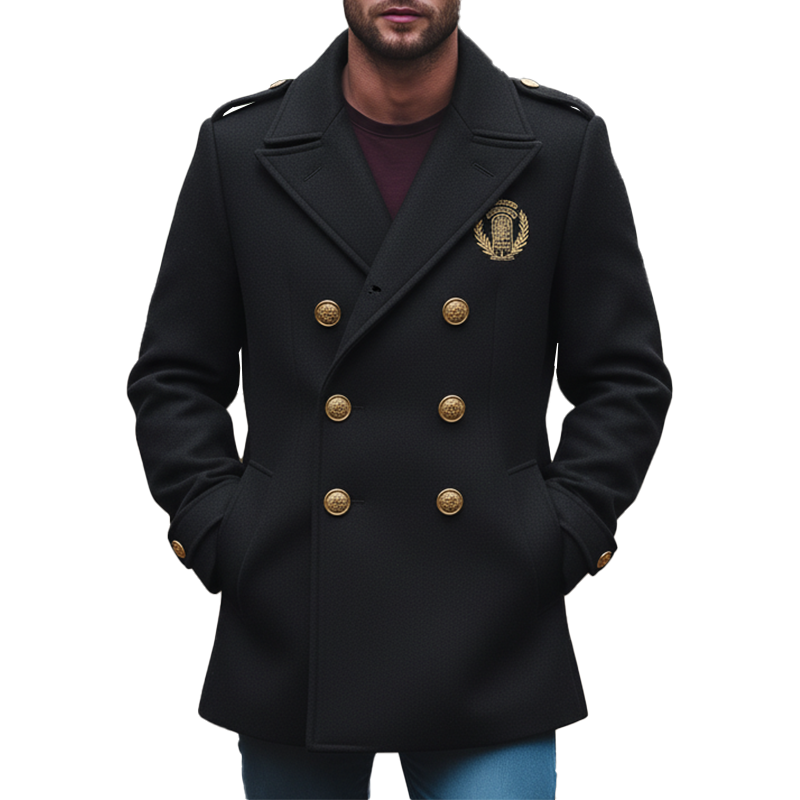 Men's Winter Retro Embroidered Double-breasted Coat MTA1723K4P