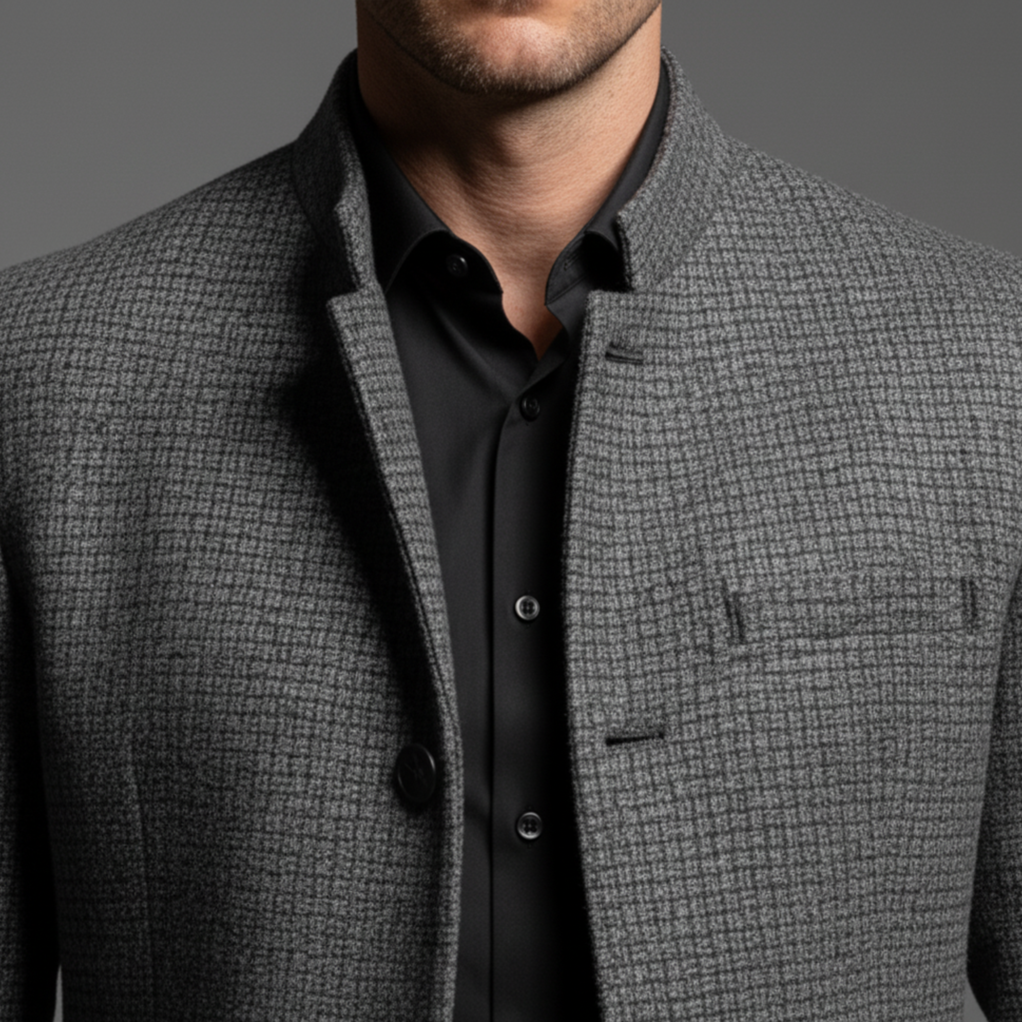 Men's Classic Retro Stand Collar Woven Faux Woolen Slim Jacket MTA1835I7K