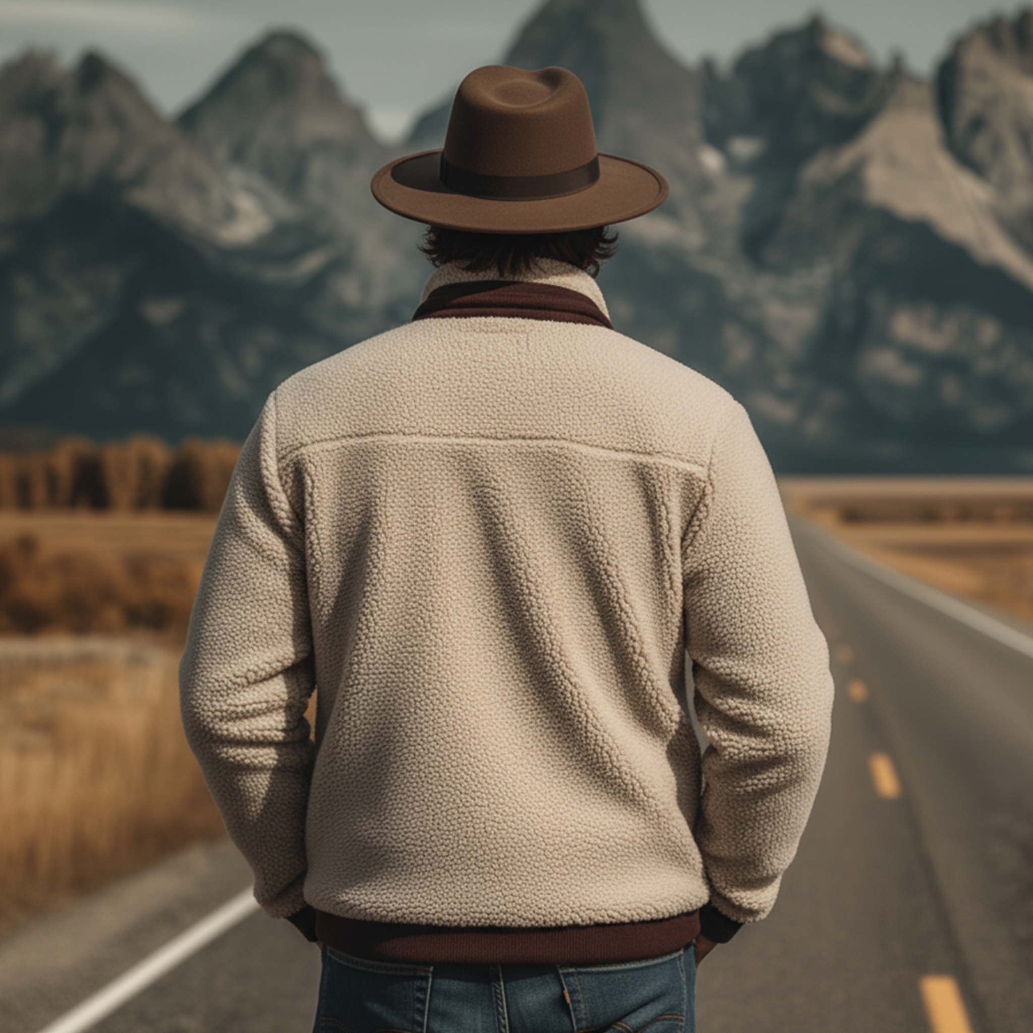 Men's Classic Retro Western Style Stand Collar Fleece And Corduroy Zip-Up Jacket MTA3084K3K