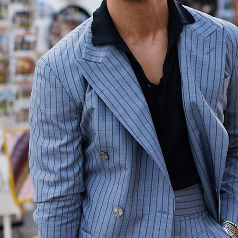 Men's Retro Casual Street Style Striped Blazer MTA1305H4TO