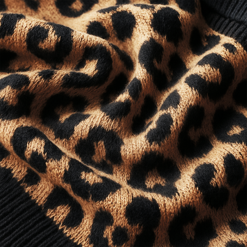 Men's Summer Deep V Neck Leopard Knitted Tank Top MTA0491F8U