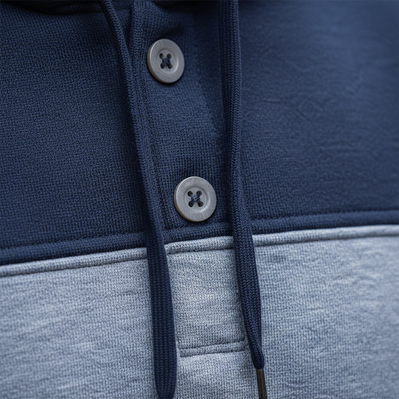 Men's Winter Retro Color Block Cotton Blend Hooded Sweatshirt MTA3071J1P