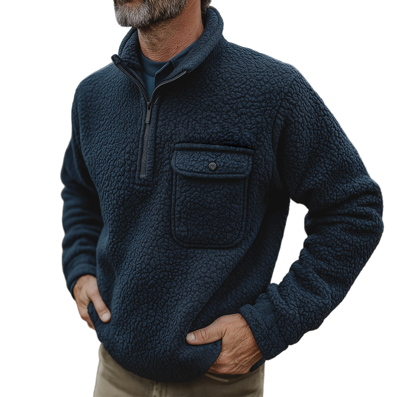 Men's Retro Casual Fleece Warm Zipper Stand Collar Sweatshirt MTA3038J7TO