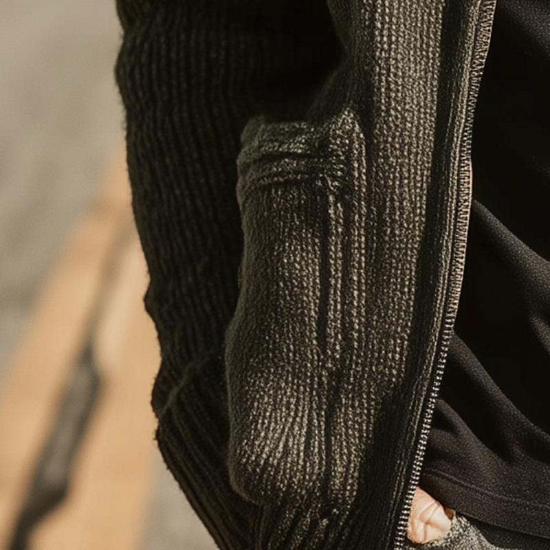 Men's Autumn And Winter Fashion Stand Collar Knitted Zipper Cardigan MTA1192I2P