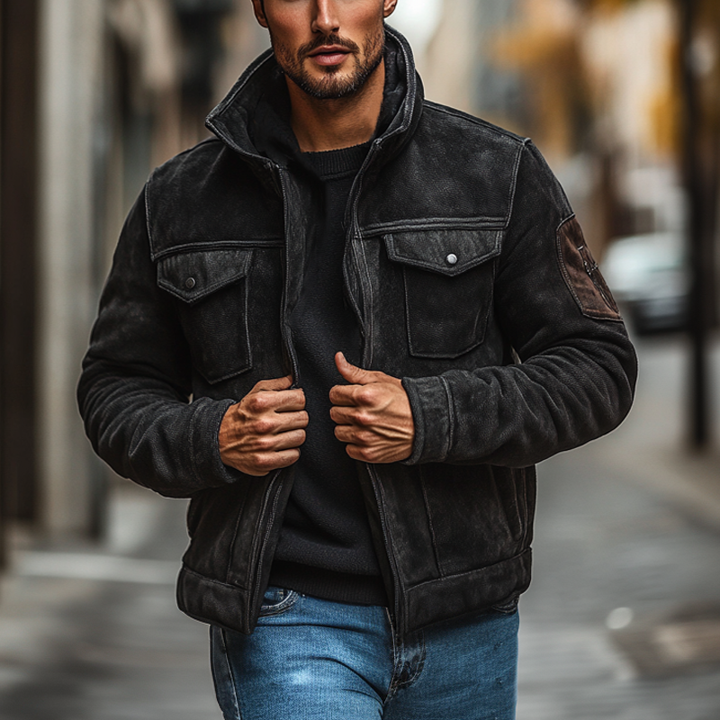 Men's Vintage Contrast Zip-Up Blend Jacket MTA2894I7X