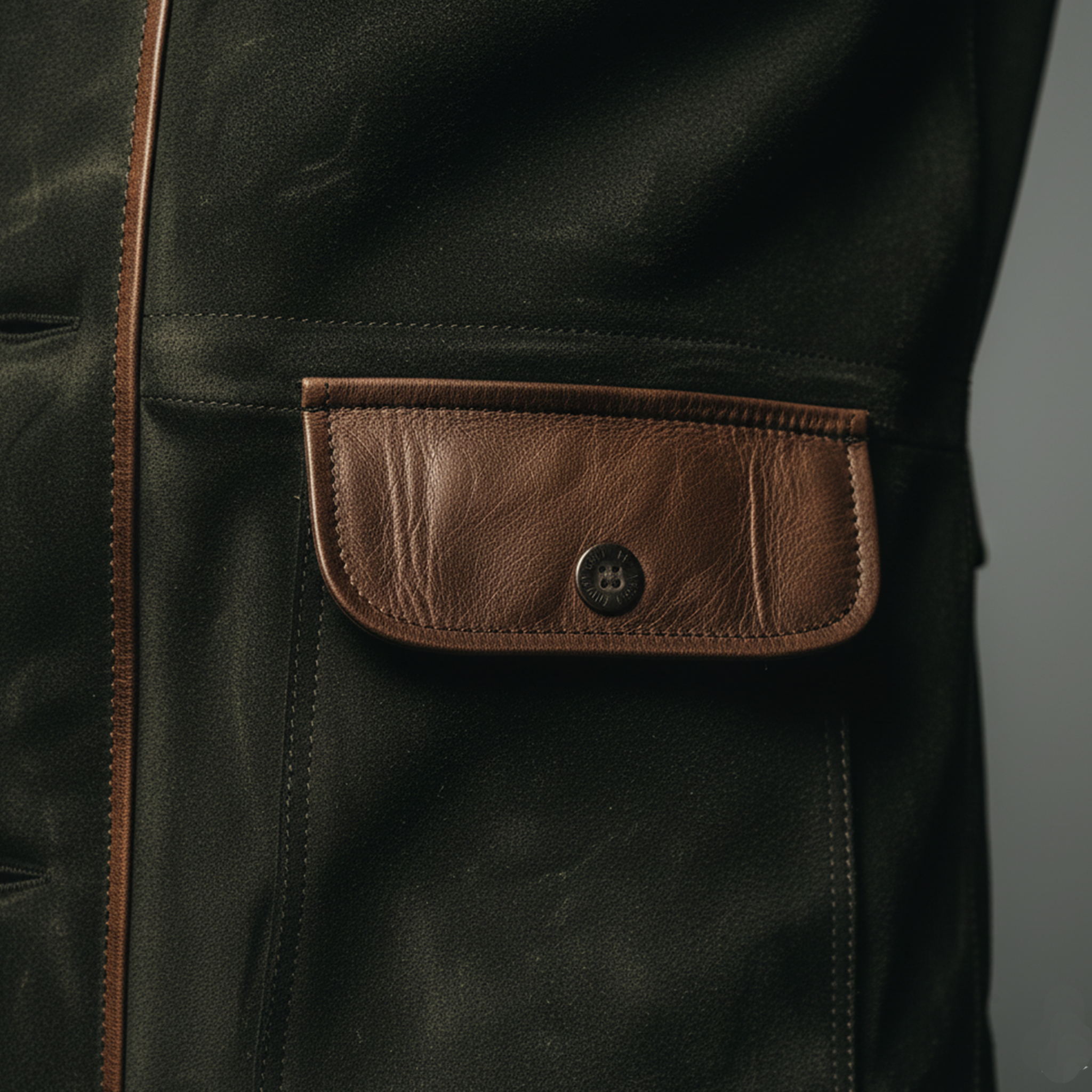 Men's Classic Casual Pocket And Collar Stitching PU Leather Multi-pocket Faux Suede Jacket MTA1354J8K