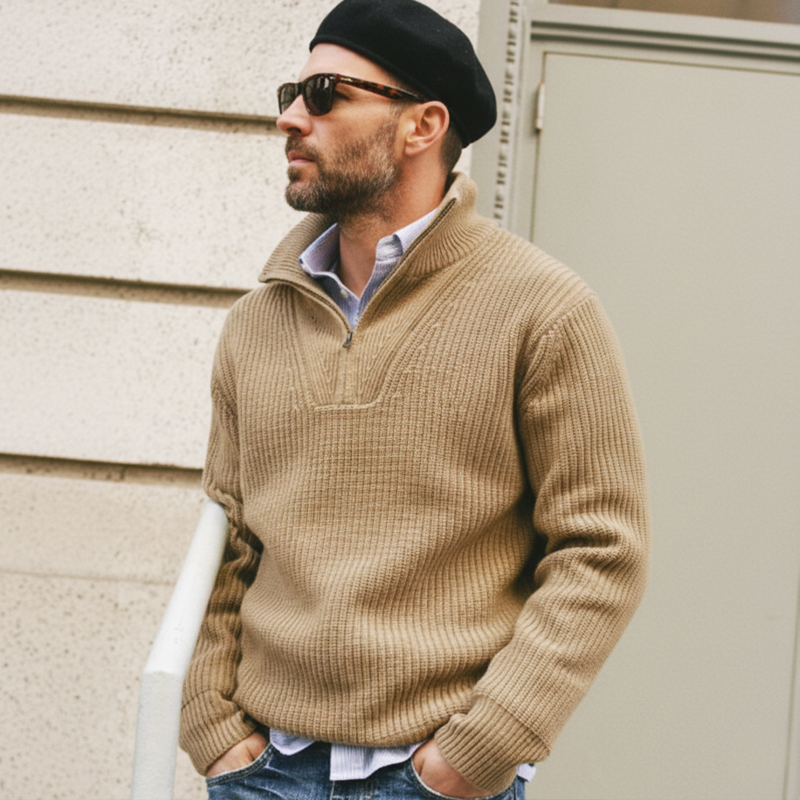 Men's Urban Zipper Stand Collar Knit Sweater MTA1751L5U