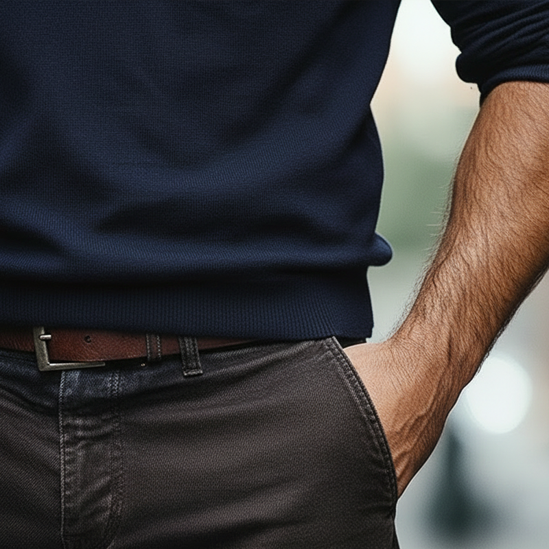 Men's Simple Detachable Collar Knitted Long-sleeve T-shirt MTA1775L4P