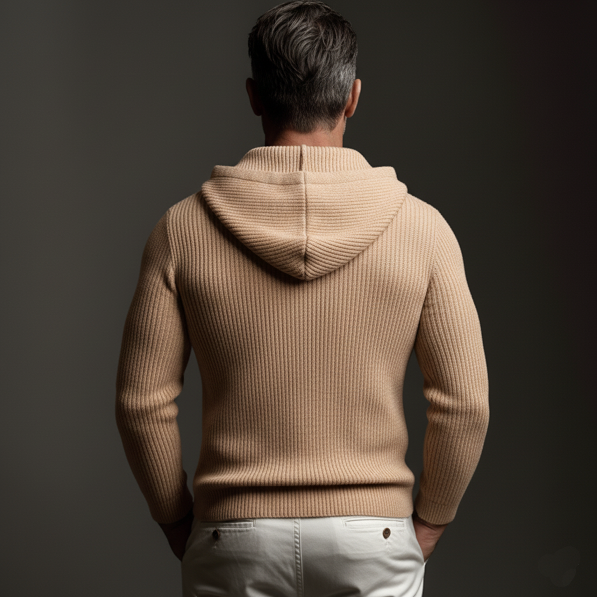 Men's Classic Casual Deep V-neck Hooded Slim-fit Sweater MTA1241K0K