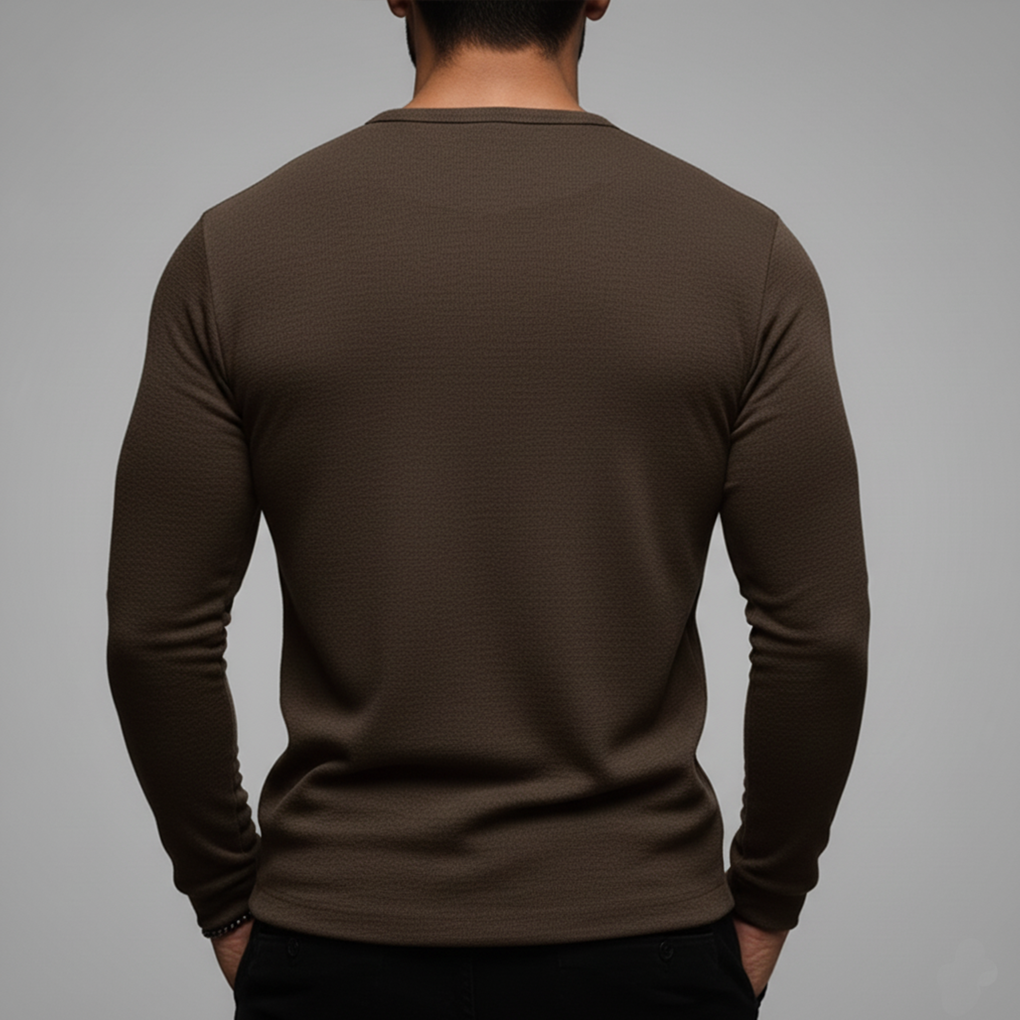 Men's Classic Casual Tough Guy Style Dralon Warm Skin-friendly Henry Collar Slim Long Sleeve T-shirt MTA2354J0K