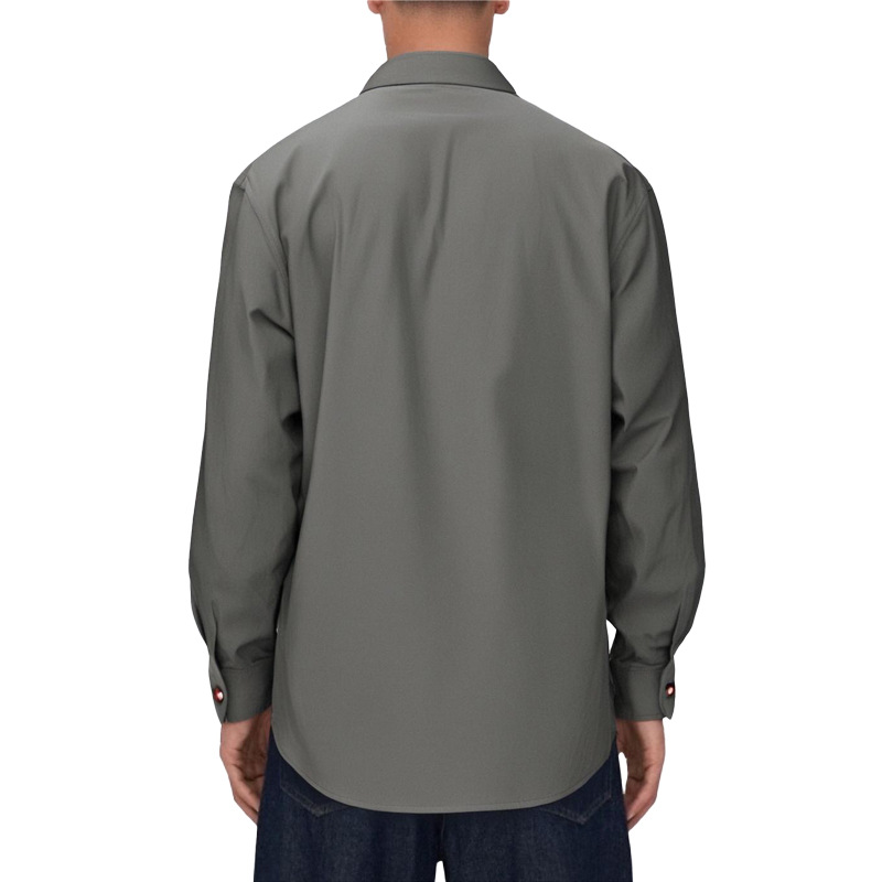 Men's Cotton Stand Collar Single Breasted Long Sleeve Shirt MTA0463G1X