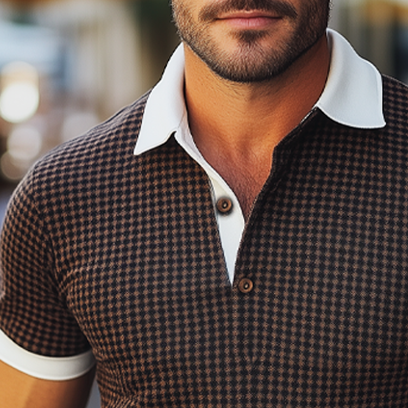 Men's Summer Classic Business Plaid POLO Shirt MTA1264F1U