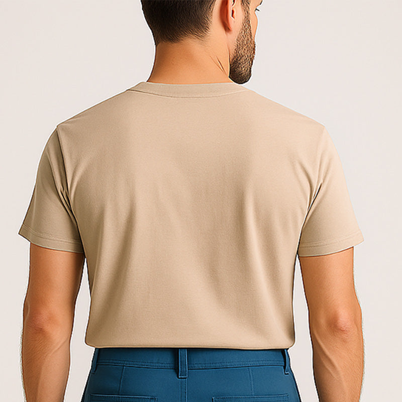 Men's Summer Fashion Simple Solid Color Cotton Blend Short-Sleeved T-Shirt MTA1905E7P