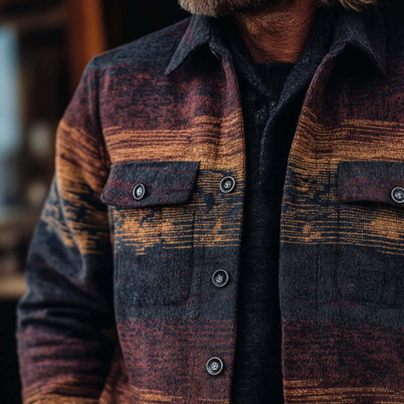 Men's Retro Casual Western Style Printed Shirt Jacket MTA2823H1TO