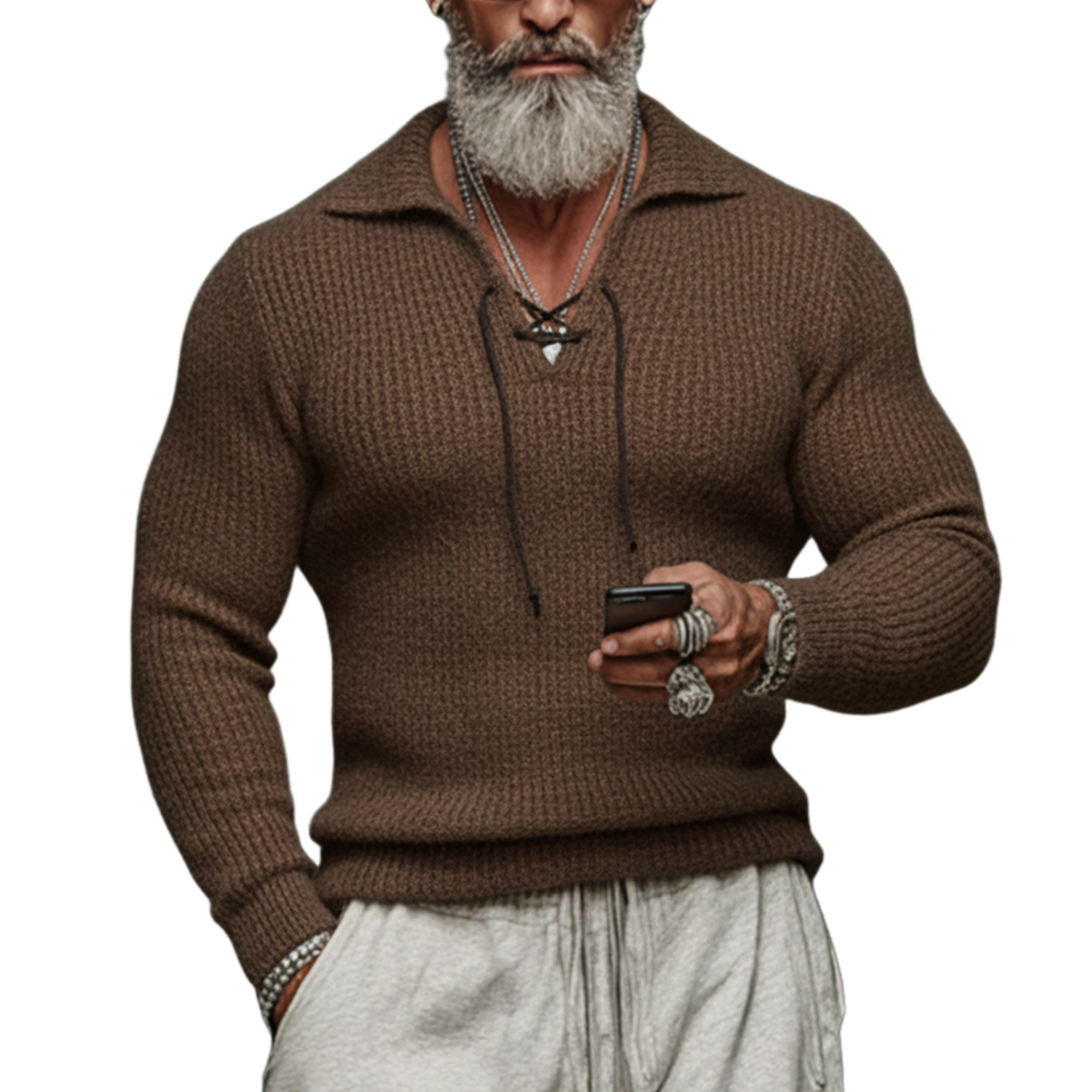 Men's Classic Casual Tie-neck Slim Fit Sweater MTA0436K3K