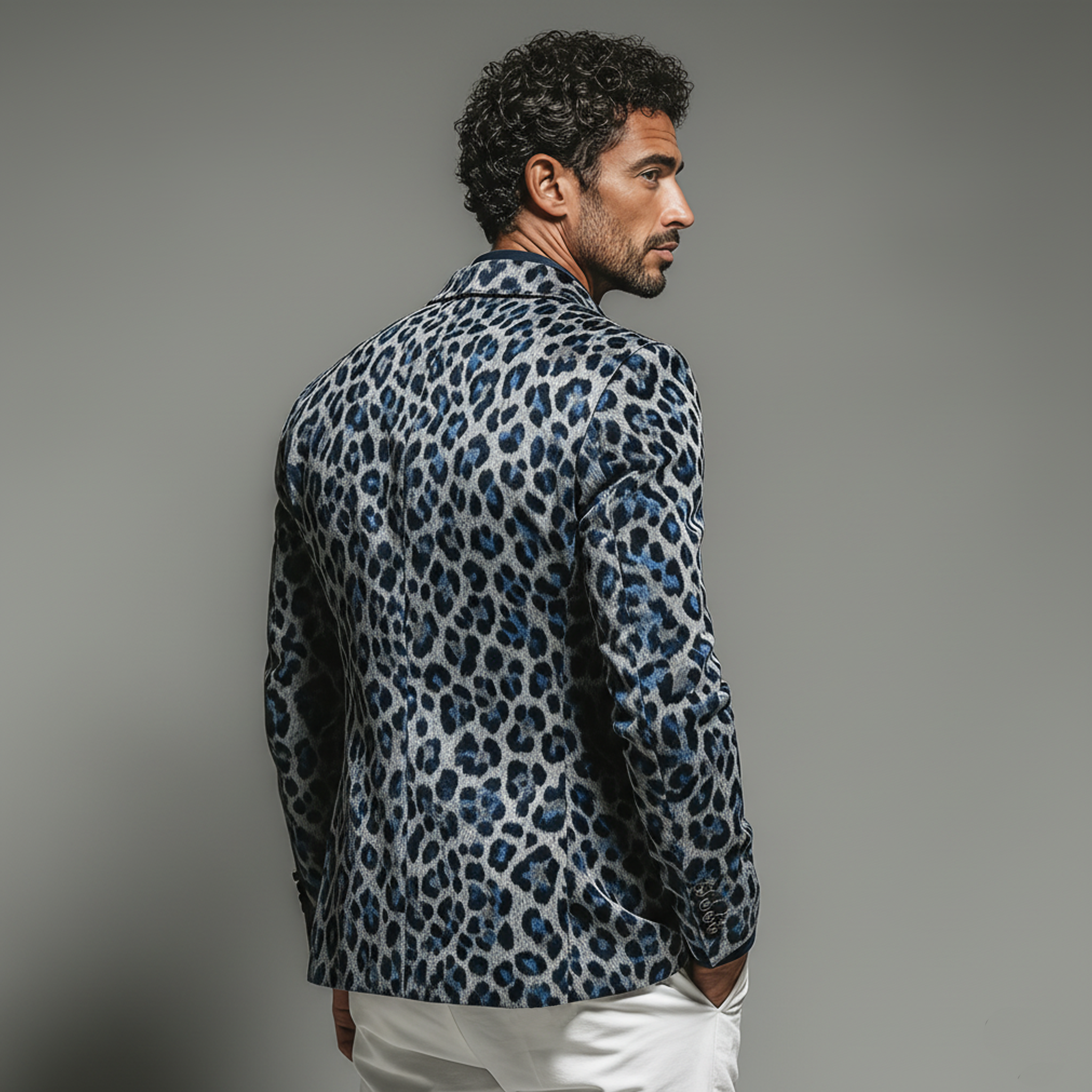 Men's Fashionable And Unique Leopard Print Faux Suede Stand Collar Jacket MTA2958K2K