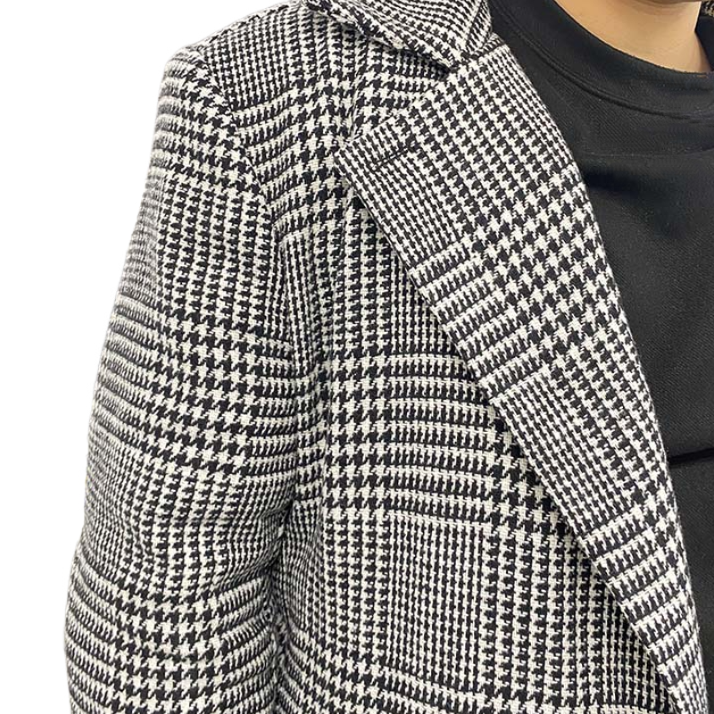 Abrigo informal clásico retro con doble botonadura y estampado de pata de gallo hasta la rodilla para hombre 00944809K