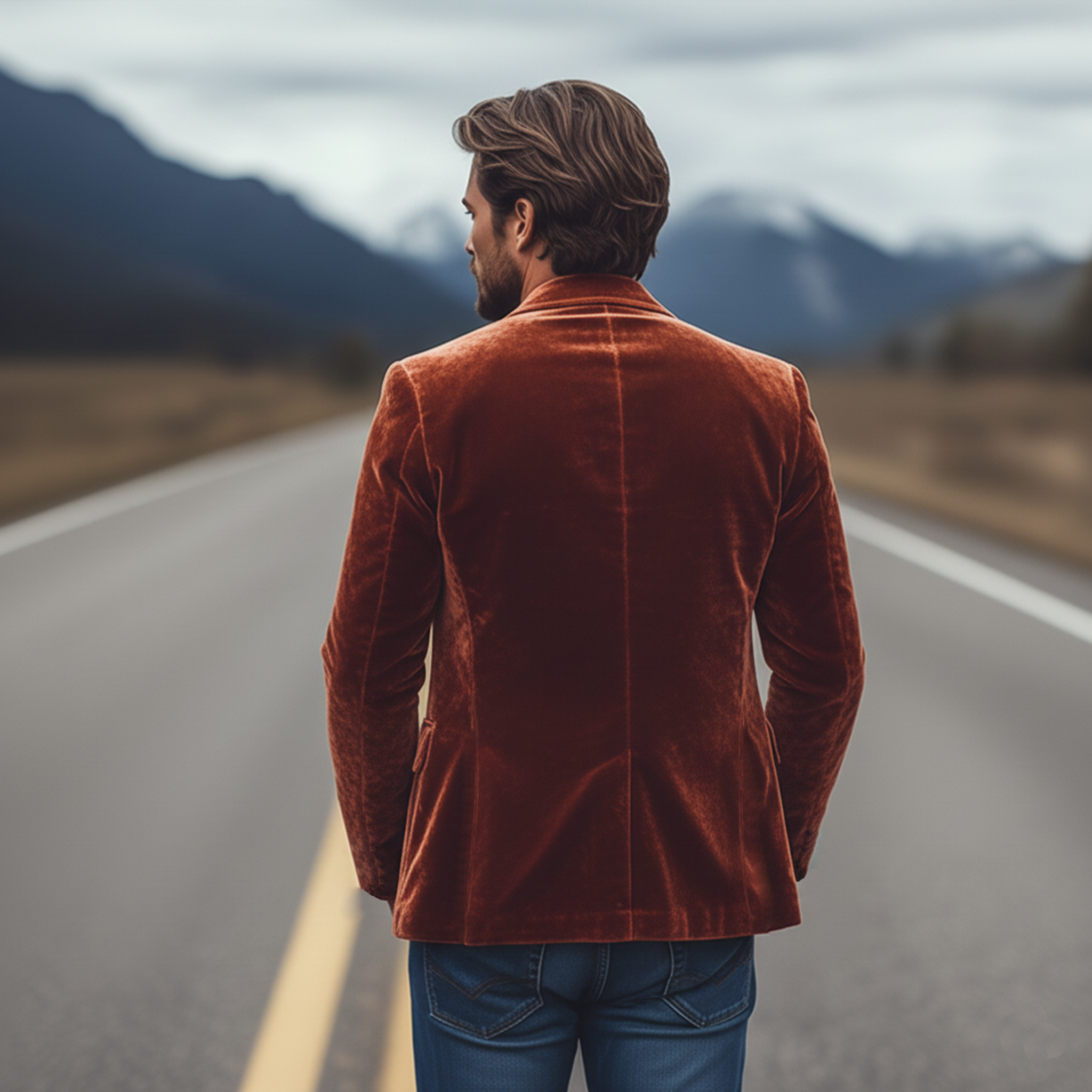 Men's Classic Retro Slim Fit Single Breasted Faux Velvet Embroidered Blazer 43171298K