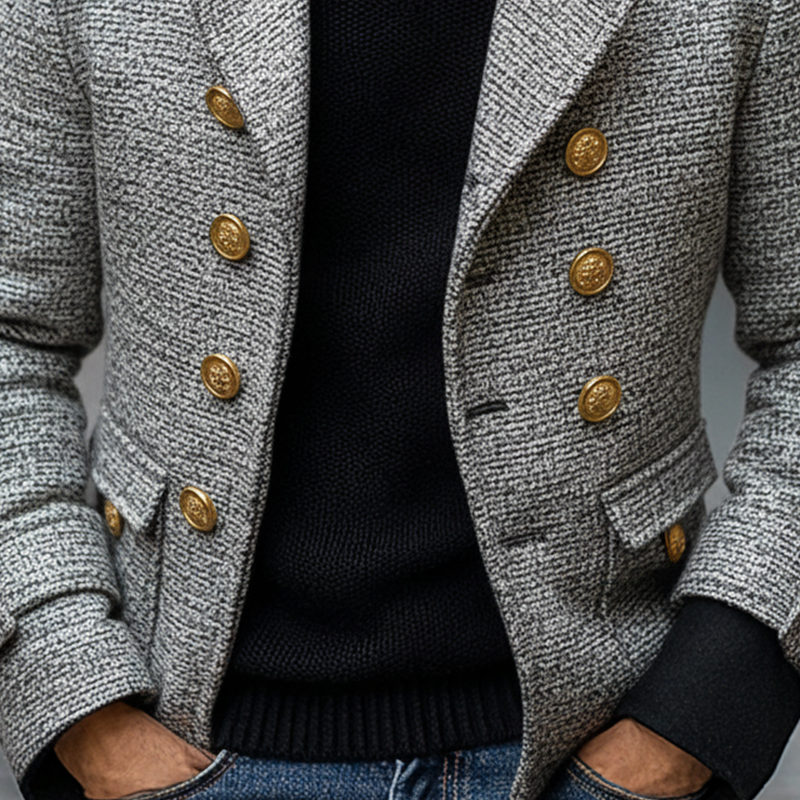 Men's Blend Lapel Double-breasted Jacket MTA2620I8X