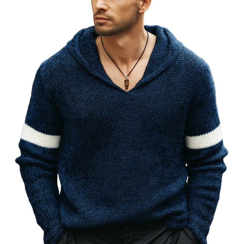 Men's Urban Casual Ocean Striped Knit Hoodie MTA0896L9U