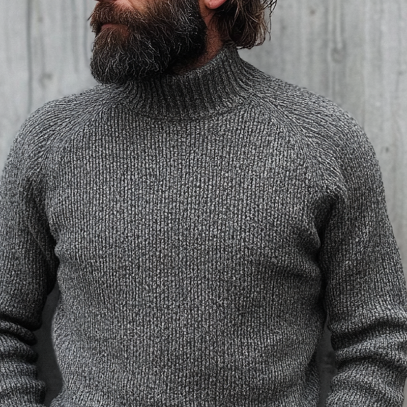 Men's Solid Color Knitted Turtleneck Sweater MTA0163L2X