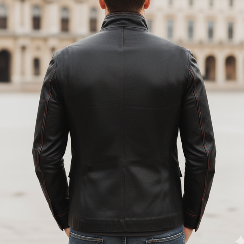 Men's Classic Urban Style Stand-collar Slim-fit PU Leather Jacket MTA0864L6U