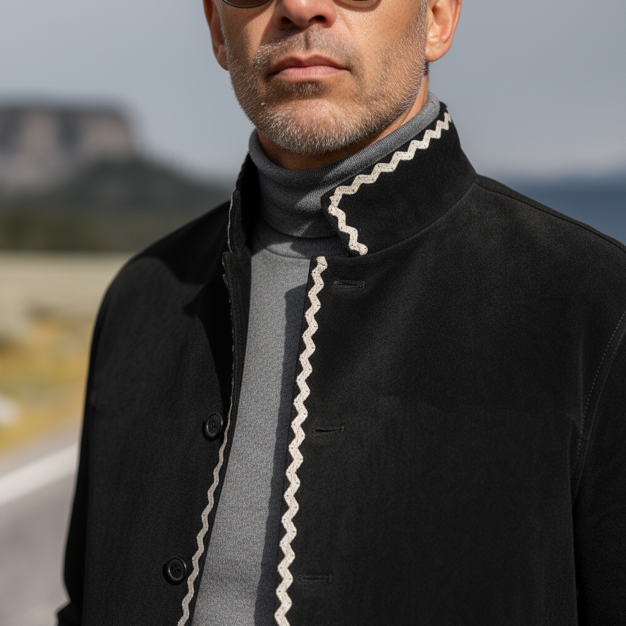 Men's Classic Retro Stand-up Collar Faux Velvet Jacket MTA1200K5K