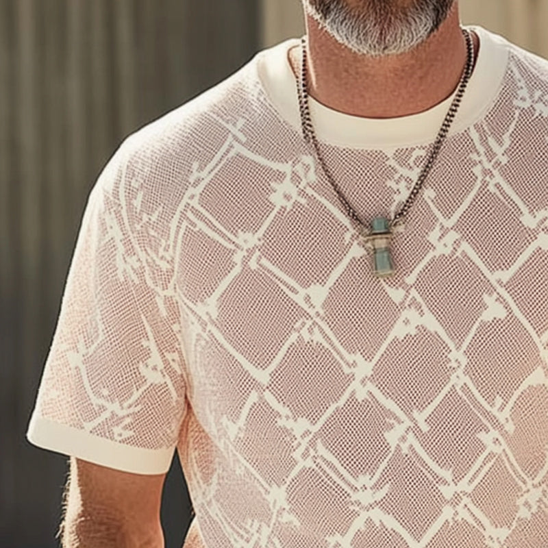 Men's Summer Fashion Knitted Short Sleeve T-shirt MTA0688E4U