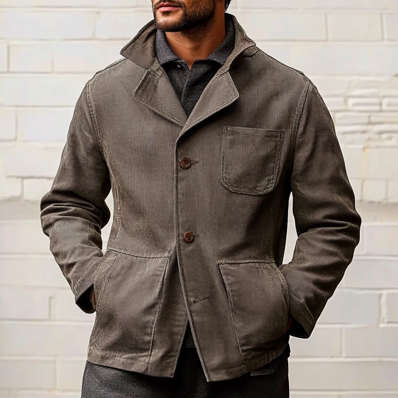 Men's Retro Solid Color Corduroy Lapel Jacket MTA2836K6X