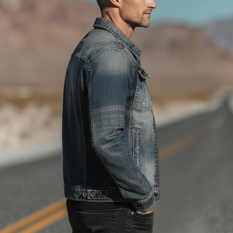 Men's Autumn And Winter Retro Washed Casual Denim Jacket MTA2309I8P