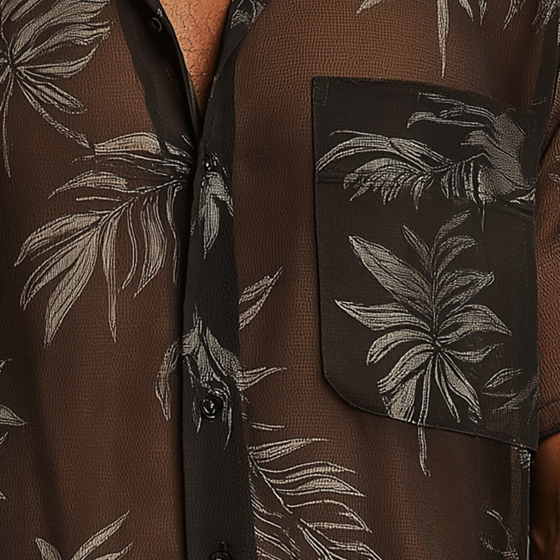 Men's Summer Cool Breathable Printed Organza Short Sleeve Shirt MTA2794E1P