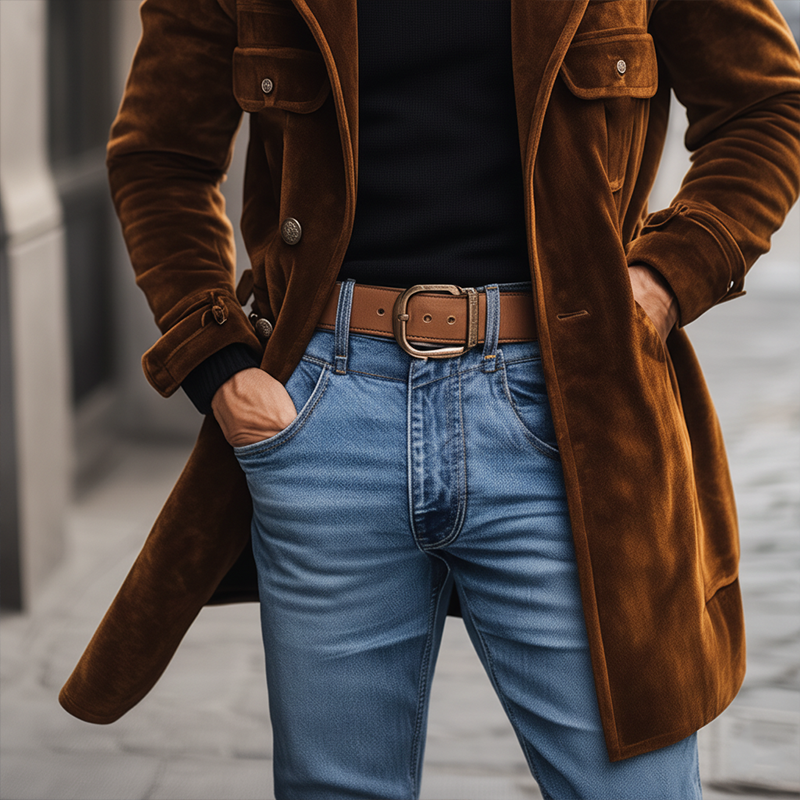 Men's Winter Retro Glossy Velvet Lapel Mid-Length Coat MTA0357K2P