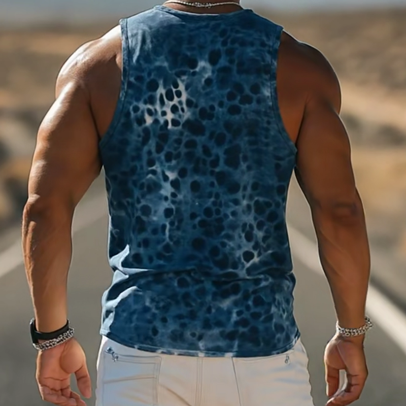 Men's Classic Retro Trendy Western Cowboy Style Cotton Gradient Leopard Print Tank Top MTA0878E2K