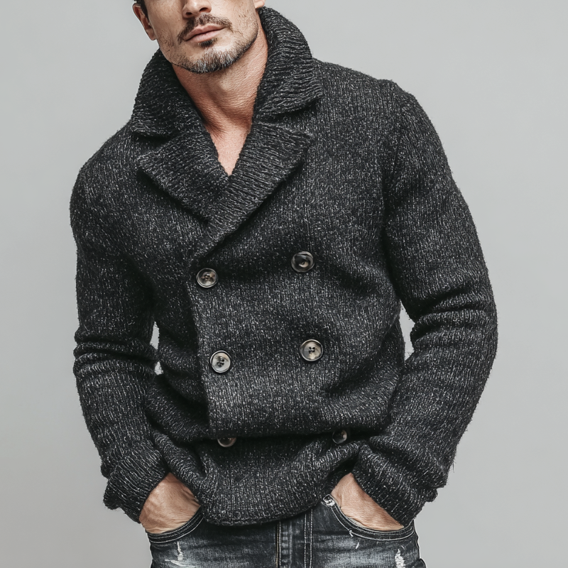 Men's Casual Solid Color Knitted Double-breasted Cardigan MTA1637J7X