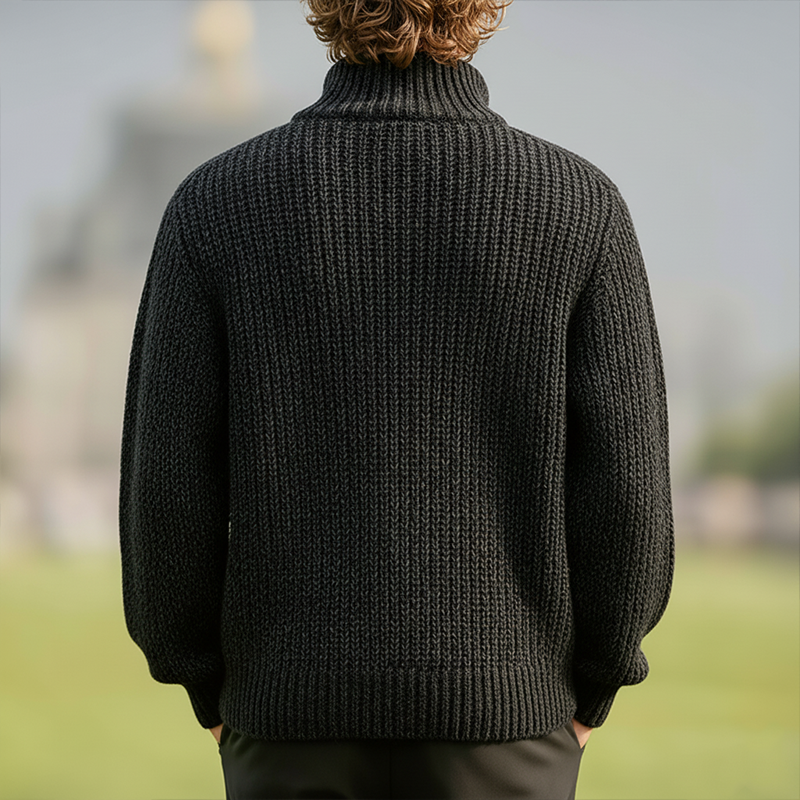 Men's Winter Simple Half-Zip Cotton Knitted Pullover Sweater MTA1465J9P