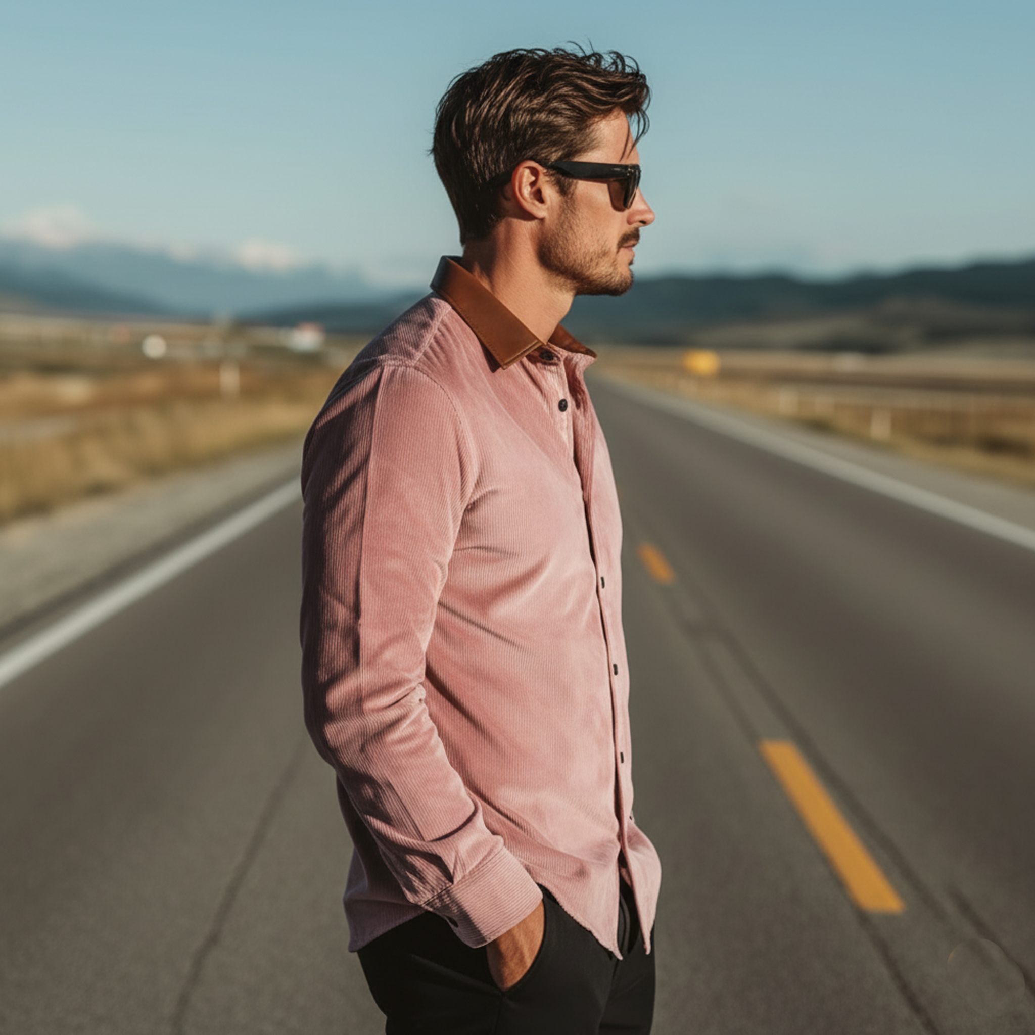 Men's Classic Casual Rugged Style Corduroy Long-sleeved Shirt MTA2332L2K