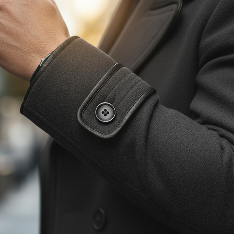 Men's Winter Vintage Style Faux Wool PU-trimmed Button-up Jacket MTA1776L2P