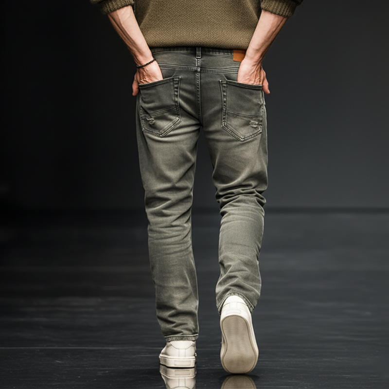 Men's Classic Stylish Gray-green Straight Jeans MTA2480J2U