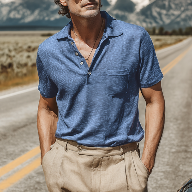 Men's Spring And Summer Fashion Casual Bamboo Cotton Comfortable Breathable Short-sleeved Polo Shirt MTA1129G9K