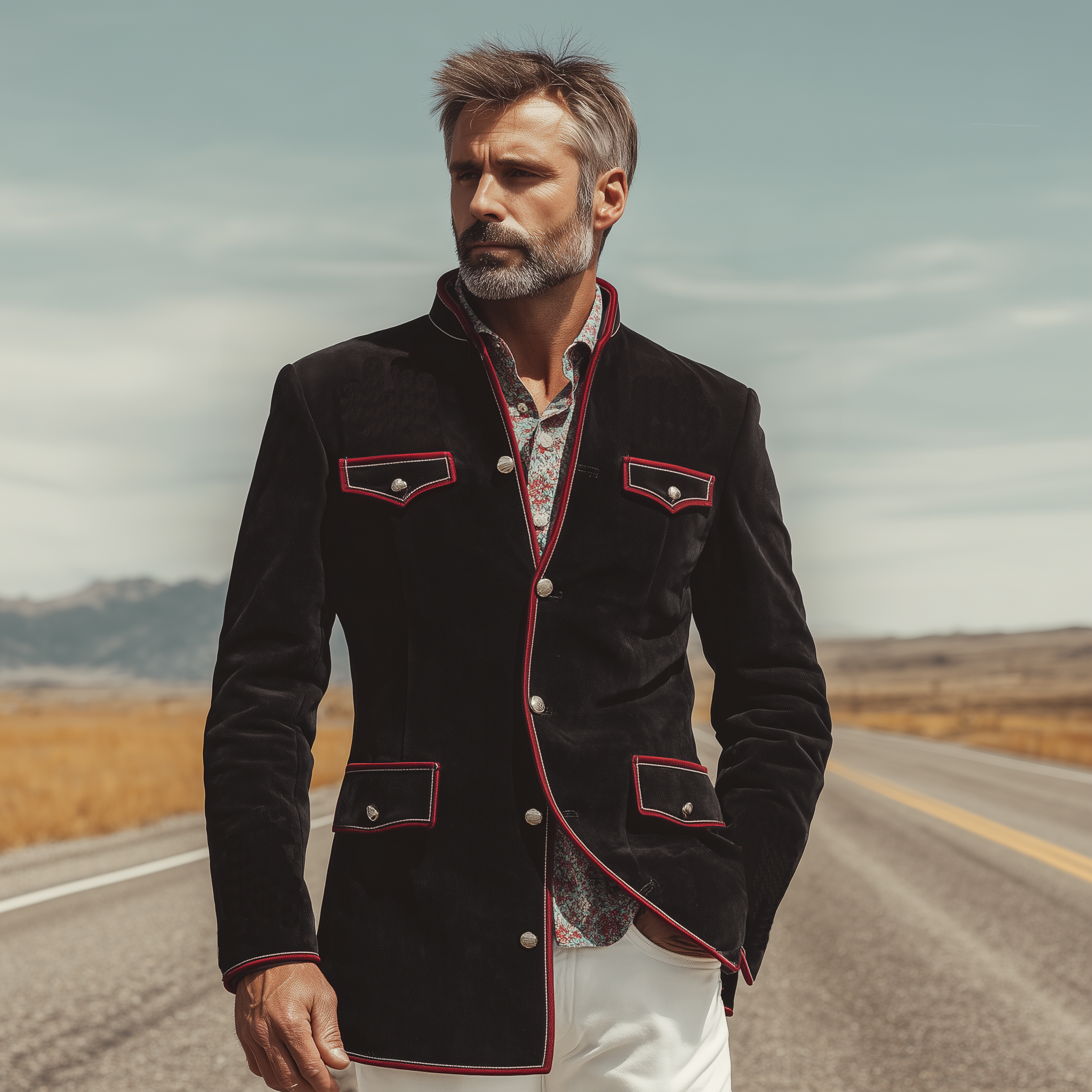 Men's Classic Casual Western Style Stand Collar Suede Jacket MTA0839I8K
