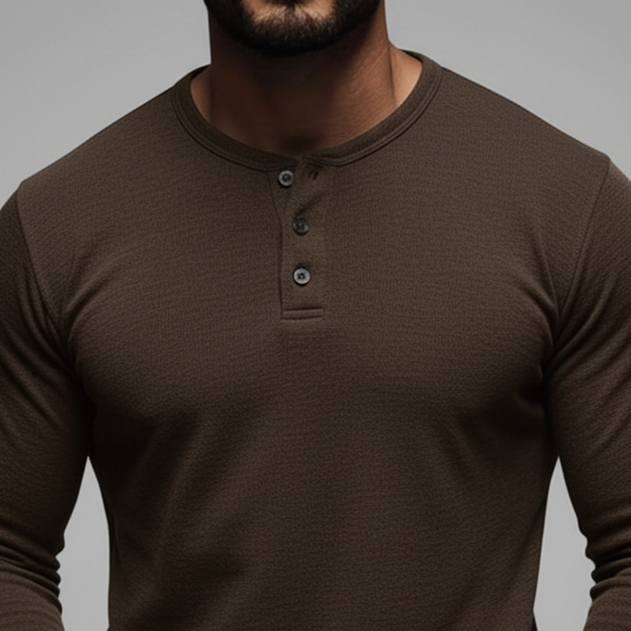 Men's Classic Casual Tough Guy Style Dralon Warm Skin-friendly Henry Collar Slim Long Sleeve T-shirt MTA2354J0K