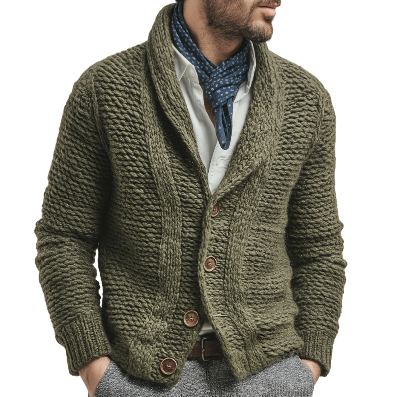 Men's Retro Casual Chunky Knit Cardigan MTA2997K2TO